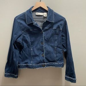Susan Bristol vintage denim jean jacket petite medium y2k raw edge